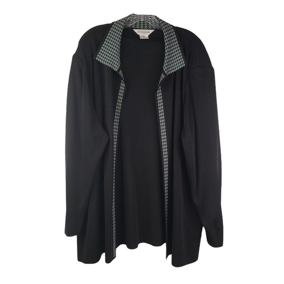 Misook Womens Long Line Jacket Sweater Cardigan Size 2X Black Long Sleeve - Picture 1 of 7